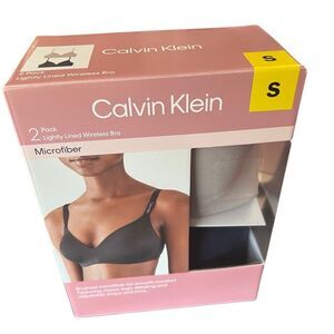 CALVIN KLEIN Bras 2-Pack Small Lightly Lined Wireless Microfiber Black Gray NWT
